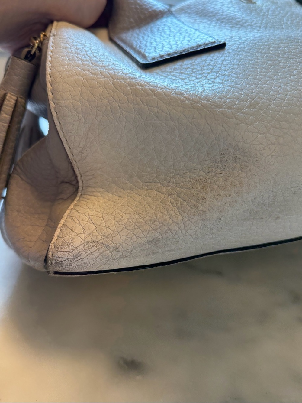 kate spade Cream and Taupe Leather Satchel with Tassel - Picture 4 of 16